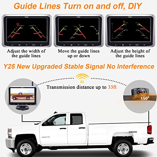 Yakry Wireless Backup Camera Trucks Cars Hd 1080P 5 Inch Monitor Bluetooth License Plate 2 Channels System For Vans Small Rvs Signal Easy Installation Y25 #TOP5