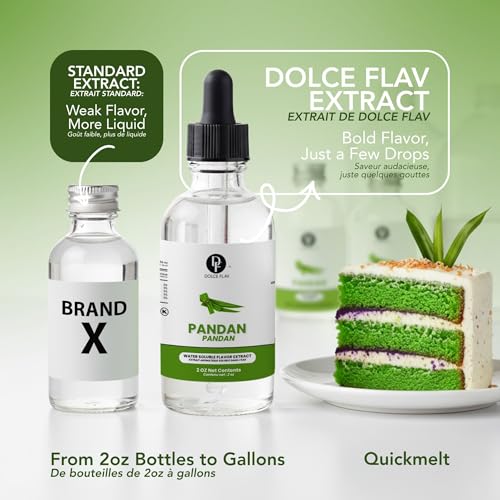 Image of Dolce Flav Pandan Extract, Water Soluble - 2 oz | Southeast Asian Flavoring for Baking, Desserts, Beverages & Syrups - Sugar Free, Kosher, Allergen Free