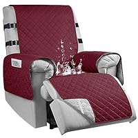 subrtex Fauteuilbeschermer, doorgestikt, stoelovertrek met armleuningzakken, omkeerbare stoelhoezen voor relaxstoel en televisie, machinewasbaar, kaki, klein