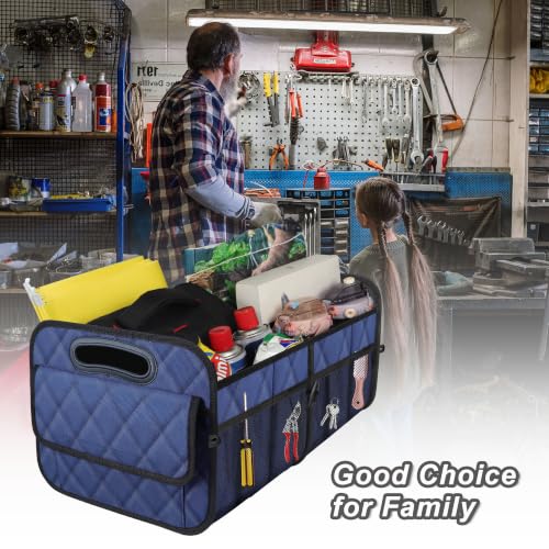 Image of Deosk Car Trunk Organizer for SUV, Car Organizers and Storage with Reinforced Handles, Car Accessories for Women /Men 50L Waterproof Polyester Trunk Organizer(Medium, Dark Blue)