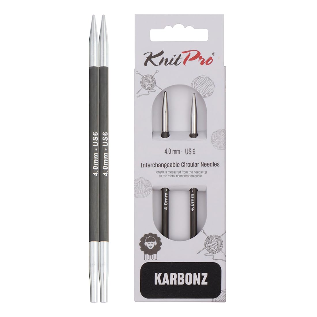 KnitPro Karbonz Interchangeable Circular Needles 4" (10cm) | 4.00 mm