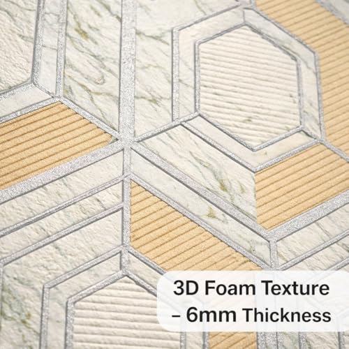 Image of Barebeauty 3D Wall Panel Wallpaper, Self Adhesive PE Foam Brick Sticker, Waterproof Wall Covering for Home Decor, 70 x 70 cm (Pack of 4, 21.08 Sq. Ft. Approx)