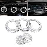LECART Bling Car Accessories Fit for Volkswagen Glitter AC Knob Covers & Volume Switch Knob Covers Auto Interior Decor Trims Metal Decals 5Pcs