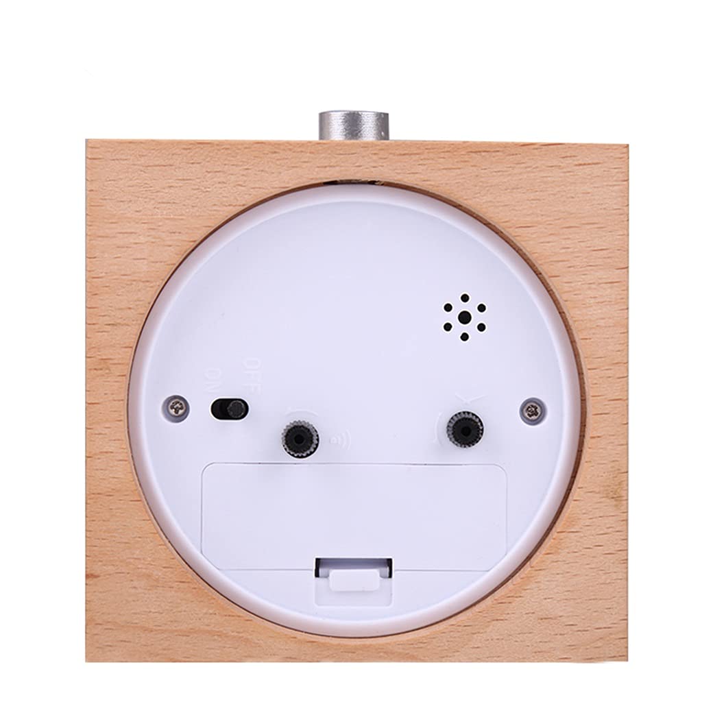 Orologio In Legno Snooze Sveglia Da Comodino Con Ago Rotondo Retroilluminato Tavolo Muto(Blue,White)