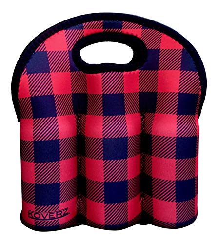 Koverz - #1 Neoprene Insulated 6-Pack Carrier, Beer Bottle Carrier, Six-Pack Tote - Buffalo Plaid