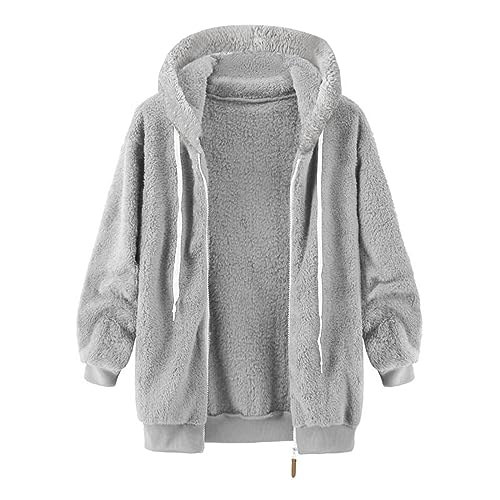Cbcbtwo Fuzzy Fleece Jacket for Women Plus Size Warm Winter Coats Fluffy Sherpa Hoodie Zip up Casual Cardigan Outerwear2