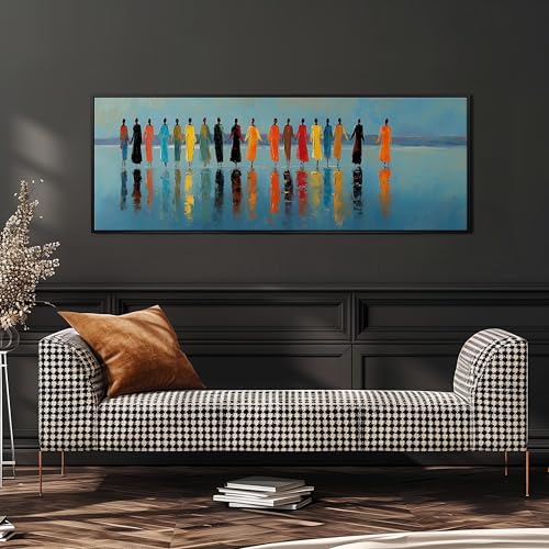 Impression encadrée horizontale de personnages colorés pour grand mur vide