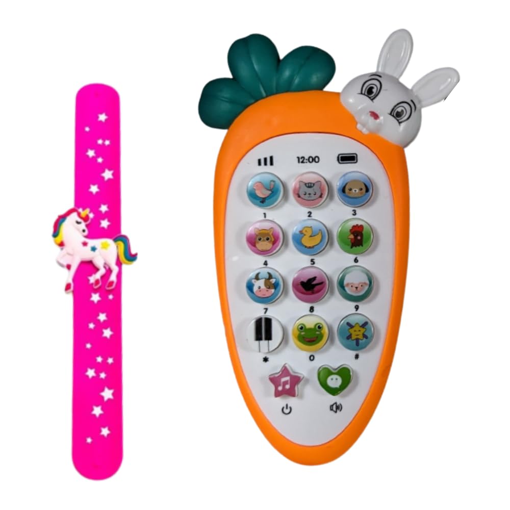 SIGNAL MART Radish Style Pretend Play Cell Phone Toy + Unicorn Watch Band for Kids, Toddlers with Music, Ringtones, Lights - Girls & Boys (Multi Color) (B0CL38HTYN) Amazon Price History, Amazon Price Tracker