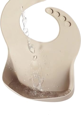 PandaEar Set of 3 Silicone Baby Bibs, Waterproof Soft Adjustable Bibs for Babies Toddlers 10-72 Months