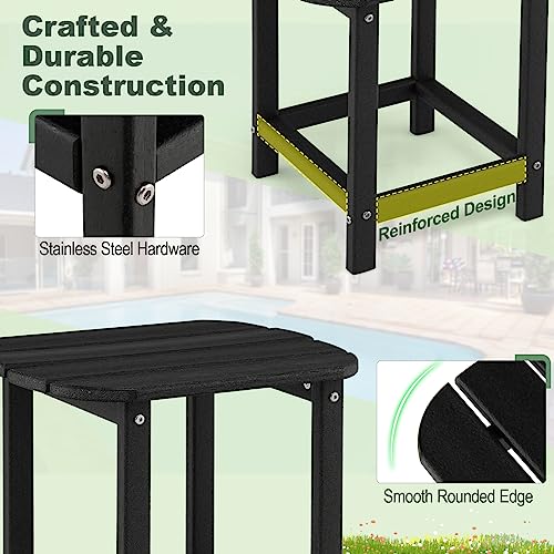 Tangkula-Outdoor-Side-Table-Weather-Resistant-Adirondack-Table-Outdoor-Indoor-Chairside-End-Tables-Waterproof-HDPE-for-Patio-Poolside-Porch-Backyard-Easy-Assembly-19-x-145-x-18-Inch-1-Black Tangkula Outdoor Side Table Weather Resistant Adirondack Table Outdoor Indoor Chairside End Tables Waterproof HDPE for Patio Poolside Porch Backyard Easy Assembly 19 x 145 x 18 Inch 1 Black