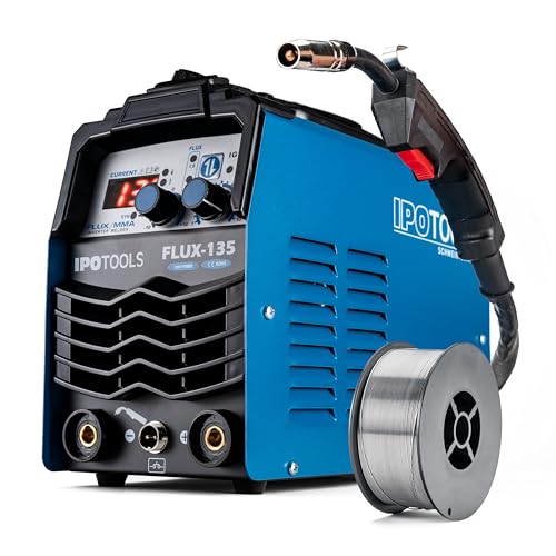 IPOTOOLS FLUX-135 Poste à souder fil fourré sans gaz - 135 A FLUX Poste à souder inverter sans gaz pour poste à souder fil fourré 0.8mm ou 1.0mm avec MMA/IGBT / 230V / 7 ans de garantie