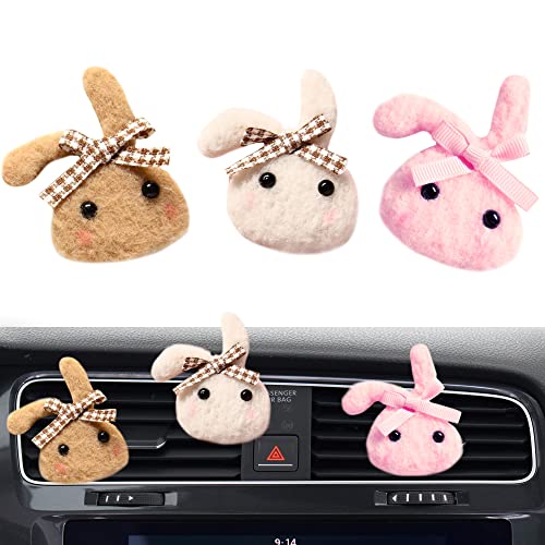 Air Vent Clips Car Accessories, Colomix Handmade Cute Car Air Fresheners, Rabbit Car Interior Decorations For Girls Women, Automotive Air Fresheners, 3 Colors #TOP13
