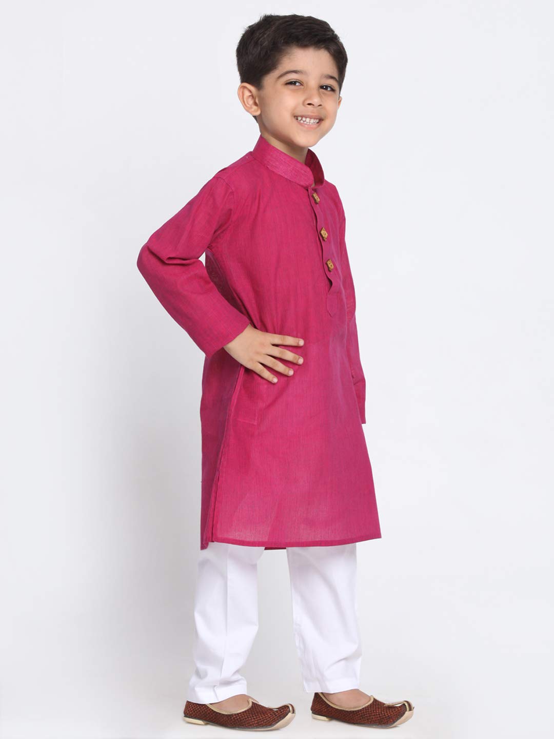 Jbn Creation Boys Pure Cotton Purple And White Kurta Pyjama Set - Ethnic Elegance For Festivals | Comfortable Traditional Pure South Handloom Cotton Kurta Pyjama For Kids_Jbnbk070Punpwh_30L