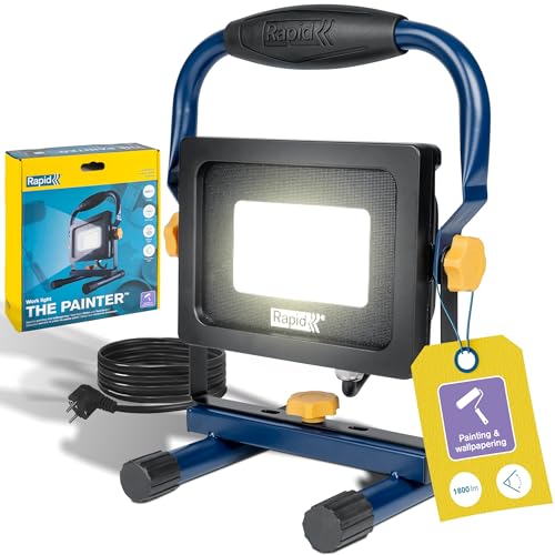 Projecteur LED Rapid The Painter : Éclairage 2000 lumens, angle réglable pour peinture et pose de papier peint, lumière anti-éblouissement, IP65, température de couleur 6000K, câble 2,5m, (5001729)