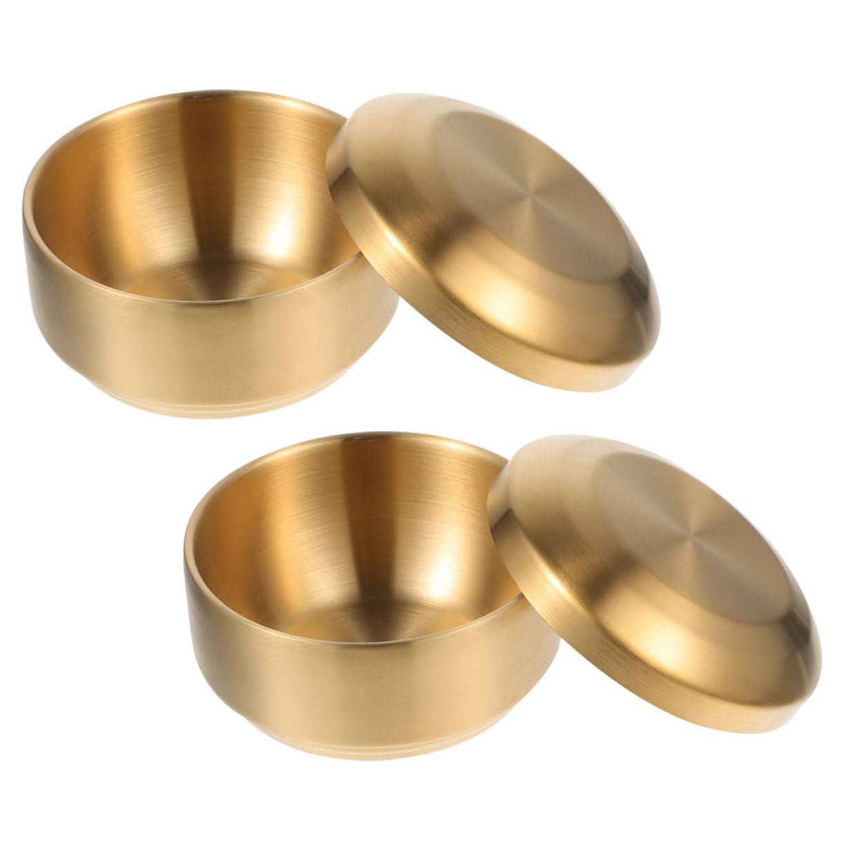 Ciieeo 2pcs Korean Stainless Steel Rice Bowls with Lid Daily Use Soup Bowls for Kitchen and Restaurant for Steaming Rice and Serving Dishes