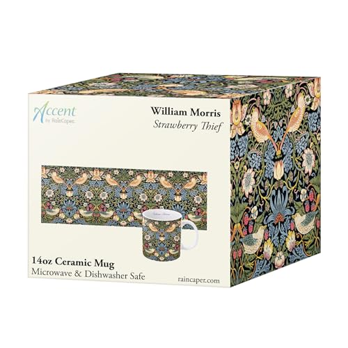 Taza de cerámica artística 14oz Strawberry Thief miniatura 3