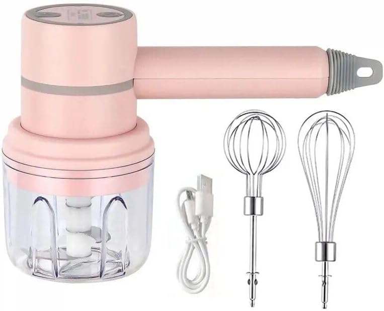 Generic Multi-Functional Wireless Electric Food Mixer: 3-Speed Handheld Blender for Baking and Cooking, Pink