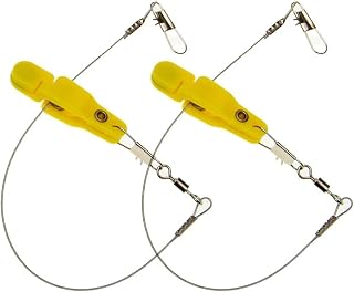 Paquete de 2 clips de liberación de línea de pesca, diseñados para mayor durabilidad y eficiencia, ideal para aplicaciones de pesca en alta mar (amarillo)