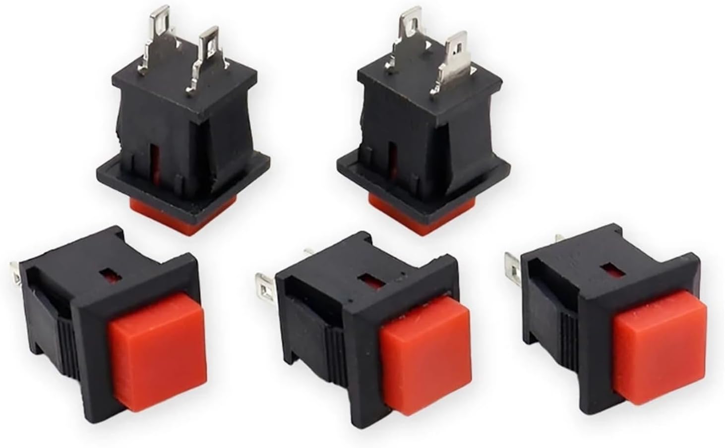 Power switch, Rocker Switch, Pack Of 10 DS-430 Square Self Resetting Power Button, 2-Pin 3A 125VAC, Multicolor(K038d026-black)