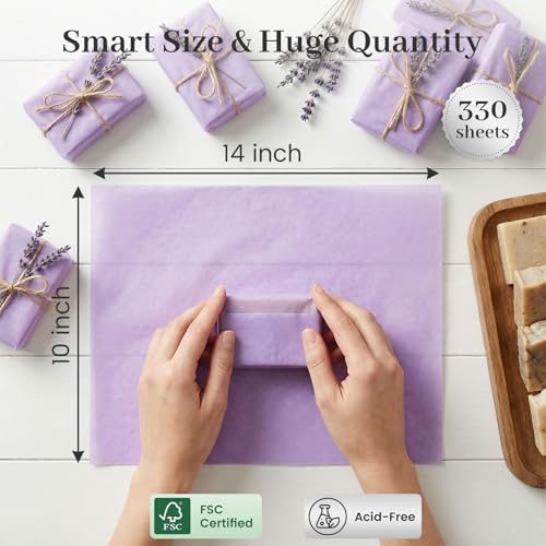 Image of Koogel 330 Sheets Light Purple Tissue Paper, 14 X 10 inches