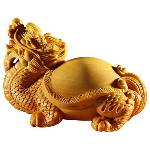 Tortue dragon feng shui en bois de buis pour harmoniser votre bureau au quotidien