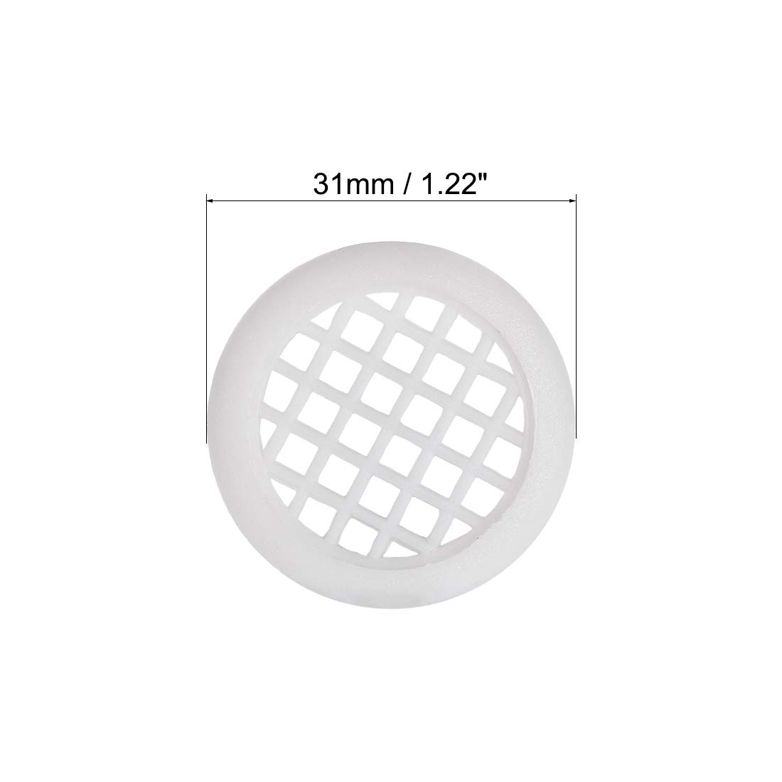 Sourcing Map Runde Lüftungsgitter Aus Kunststoff – 30 Mm Lochdurchmesser, Für 4 Mm Platten – 10 Stück, Weiß (Push-in-Montage)