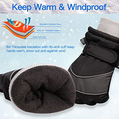 Unigear Kids Ski Gloves, Waterproof Winter Cold Weather Snowboard Snow Gloves, Fit Both Boys & Girls #TOP2