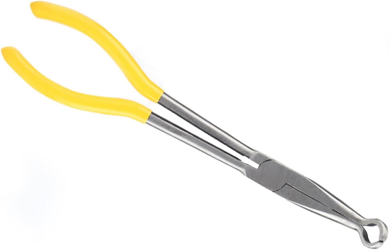 Curved Nose Long Pliers, 270mm Extra Long Pliers 45/90 Degree Bent Nose or O-shape Tip Craft Repairing Tool (O-shape)