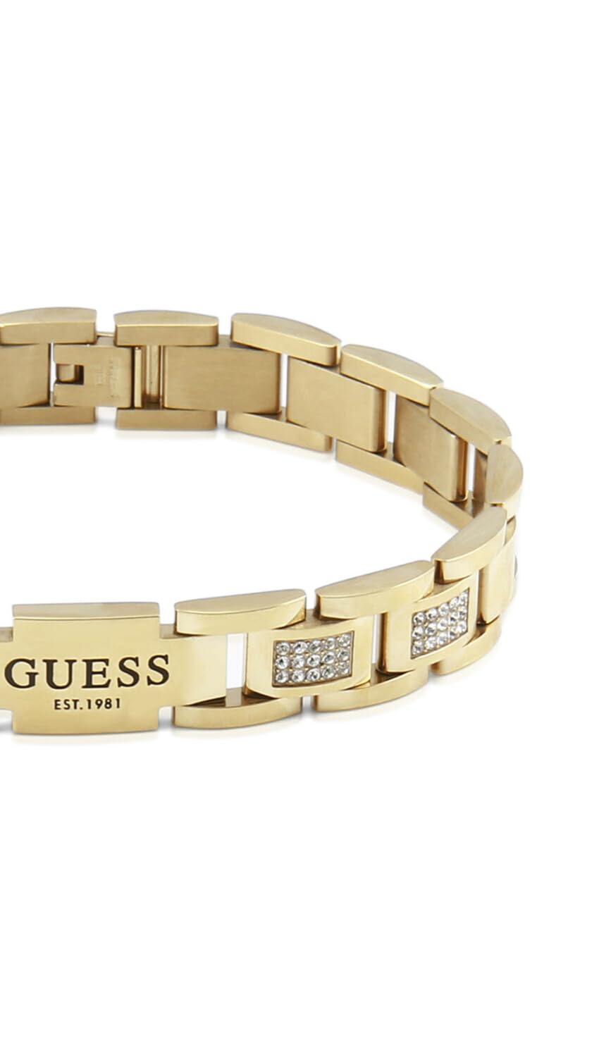 GUESS - Herren Armband für Herren aus Edelstahl, vergoldet, FRONTIERS - Armband - Stahl - Gelbgold legiert - 21.50 cm - Nickelfrei