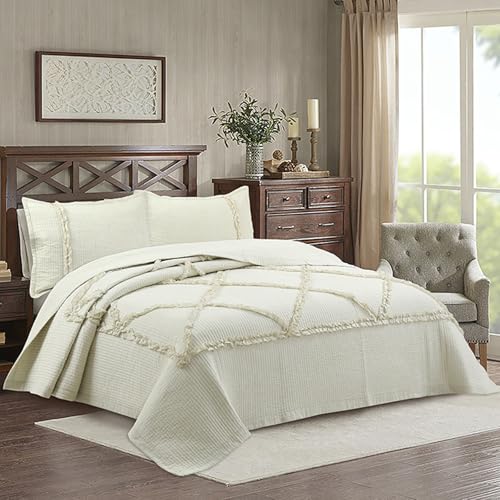 Colcha de 240x260cm, 3 Piezas, para Cama de Matrimonio, Microfibra, con 2 Fundas de Almohada de 50 x 70cm, para Dormitorio o Sofá