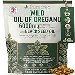 PURETREX Wild Oregano Oil 300 Softgels – Made in UK 6000mg with 95% Carvacrol, Black Seed Oil, Turmeric & Ginger, High Potency Herbal Formula for Immune, Gut & Respiratory Support