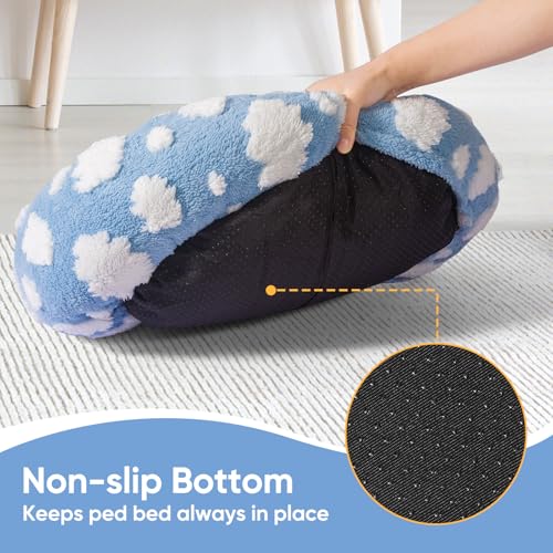Donut-Dog-Bed-for-Small-Dogs-20-Inch-Round-Cat-Beds-for-Indoor-Cats-Circle-Cuddler-Pet-Bed-Fluffy-Warm-Puppy-Bed-Removable-Washable-Cover-Anti-Slip-Waterproof-Bottom-BlueWhite-Cloud