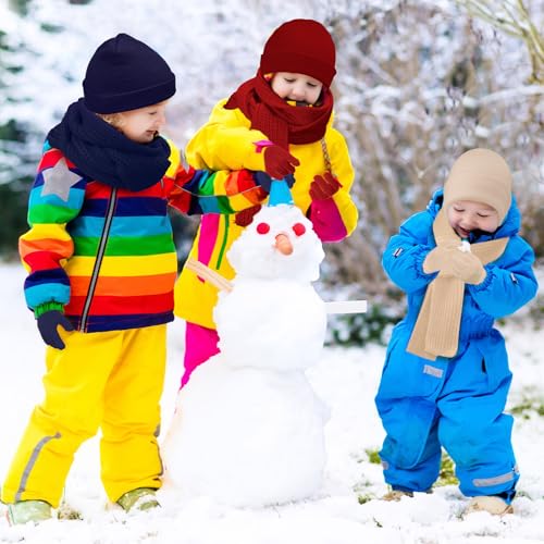 Image of JaGely 150 Pcs Kids Winter Beanies Gloves Scarf Bulk Warm Knit Hat Stretchy Full Fingers Gloves Scarves for Boys Girls