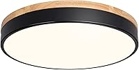 Vista 15 de Lámpara de techo de madera moderna regulable, LED negro 5CCT 2700K-6000K luminaria de montaje empotrado al ras, luminarias redondas para cocina