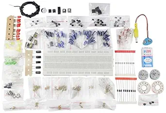 DECORVAIZ Electronic Components Project Kit or Breadboard, Capacitor, Resistor, LED, Switch - Comes in a Box