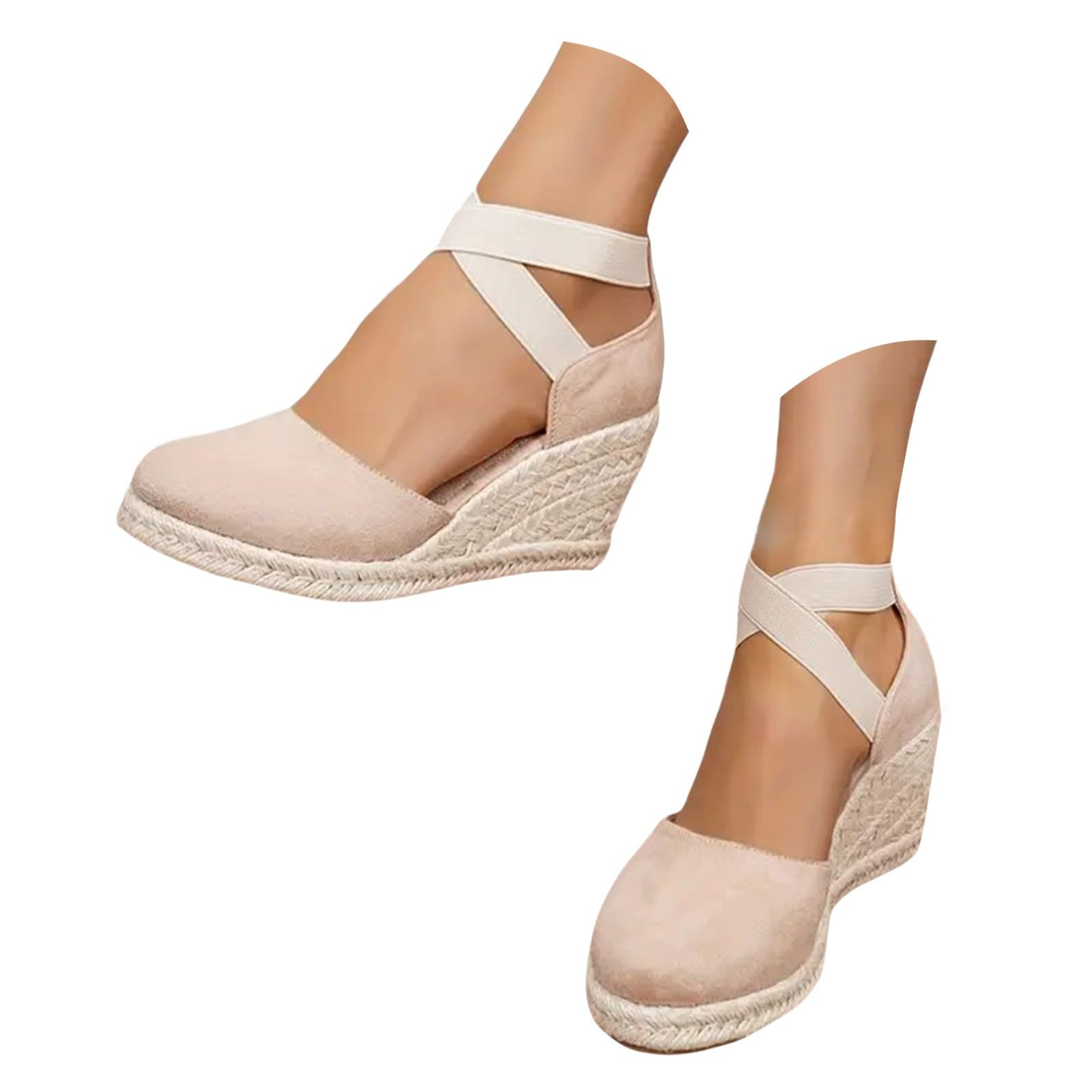 Genérico Sandalias Mujer Verano Primavera Verano Anchas Mujer Cuña Plataforma Zapatos Yute Sandalias de Tacón Vestir Elegantes Shoes Alpargatas Valencianas Fiesta Verbenas