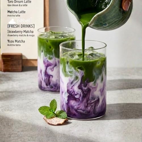 Image of PEBELLIFEWARE Aesthetic Glass Coffee Mugs (Set of 2) - Premium Borosilicate Clear Drinking Glasses Tall Minimalist 240ml for Coffee, Matcha, Smoothies - Microwave & Dishwasher Safe