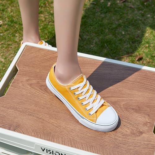 Image of ZGR Womens White Tennis Shoes for Women,Low Tops Lace up Canvas Sneakers