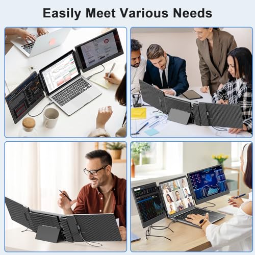 Image of S3 Laptop Screen Extender, 14'' Triple Portable Monitor for Laptops Plug and Play, 1080P FHD IPS Laptop Monitor Extender for 13''-16.5'' Laptops Compatible with Windows, Chrome, Switch