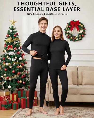 Image of JZCreater Women Thermal Underwear Set, Long Johns Base Layer Top & Bottom, Women Soft Pajama Set for Cold Weather