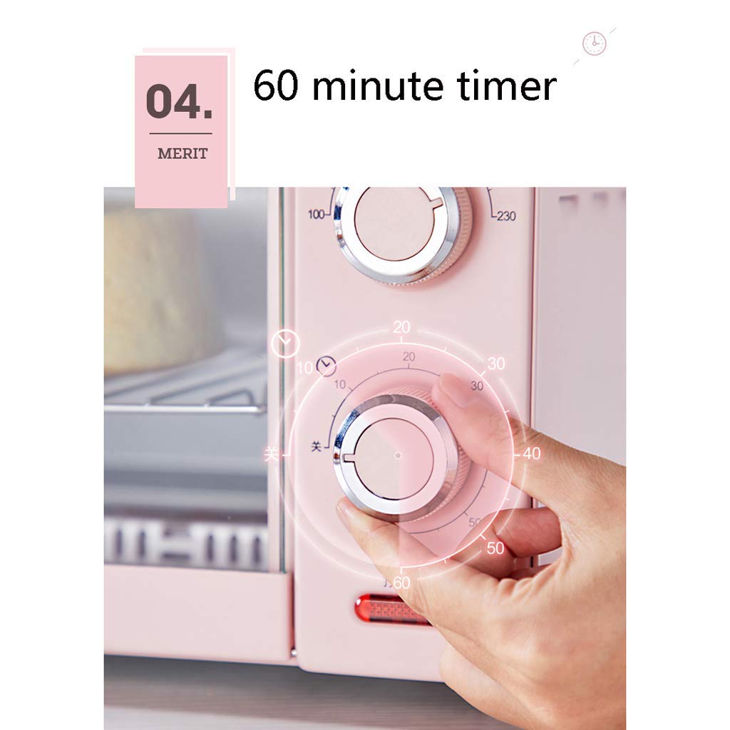 Mini Forno Elettrico Multifunzione per Uso Domestico 1000W 11L Temperatura controllabile 100-230 ℃ e 60 Minuti Scatola per Cottura del Pane Porta in Vetro temperato con Accessori (Verde)