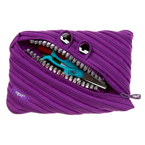 Zipit Grillz Large Pencil Case, Holds Up To 60 Pens, Machine Washable, Made Of One Long Zipper! (Purple) #TOP2