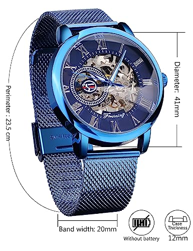 Image of FORSINING Men's Skeleton Watch Steampunk Watch Black Mechanical Watch for Men Minimalist Retro Design Mechanical Skeleton Wrist Watch Transparent