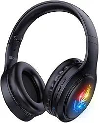 Fone de Ouvido Sem Fio Headset Bluetooth 5.1 Gamer Preto Microfone Integrado Unidade de Diafragma de 40mm Bateria Longa Duração Design Confortável Faixa de Cabeça MPOWER