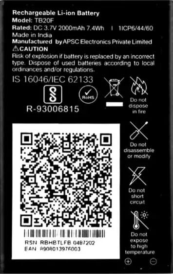 Designed for TB20F 3.7V 2000mAh 7.4Wh Rechargeable Li-Ion Battery Compatible with JioPhone F120B & JioPhone 2 F220B Mobile Phone Replacement Battery (Pack of 1)-image-27