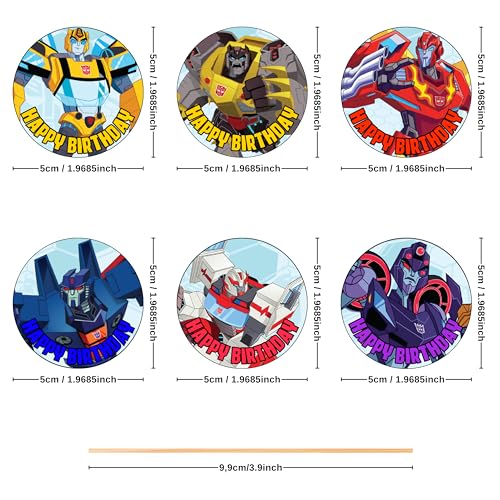 18x Transf Cupcake Toppers – Strong Picks Happy Birthday Décor, Cupcake Decorations for Kids Birthdays by ENDLESS CHOICES - Image 2