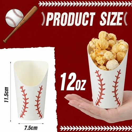 100 vasos desechables papel 12 oz béisbol miniatura 2