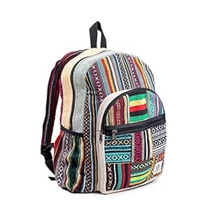 Large Hemp Backpack Bag – Multi Functional Pocket Knapsack Eco Friendly Unisex Hiking Casual Daypack Bag Durable Rucksack by Freakmandu