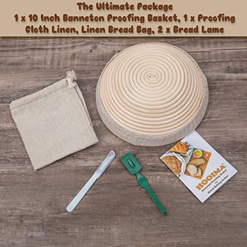 Banneton Bread Basket – Sourdough Proofing Set – Bread Bowl & Linen Liner Cloth + Lames – Rattan Basket No Smell – Bread Bag Included – 10” Brotform – for Homemade Bread - Thumbnail 3
