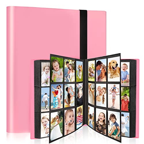 LUROON 432 Pockets Mini 3inch Film Album for Fujifilm Instax Mini 11/10/9/8/90/25, Polaroid Snap PIC-300, Kodak Mini 3inch Film, etc, Train Movie Ticket Card Collection Book Storage Book Pink